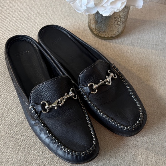 Coach Size 8.5 RARE Vintage Black Leather Made in Italy Rya Mules